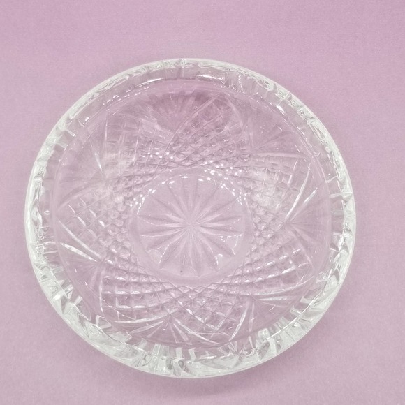 Cut Crystal Ashtray Round Heavy Clear Vintage ash tray - Picture 4 of 8